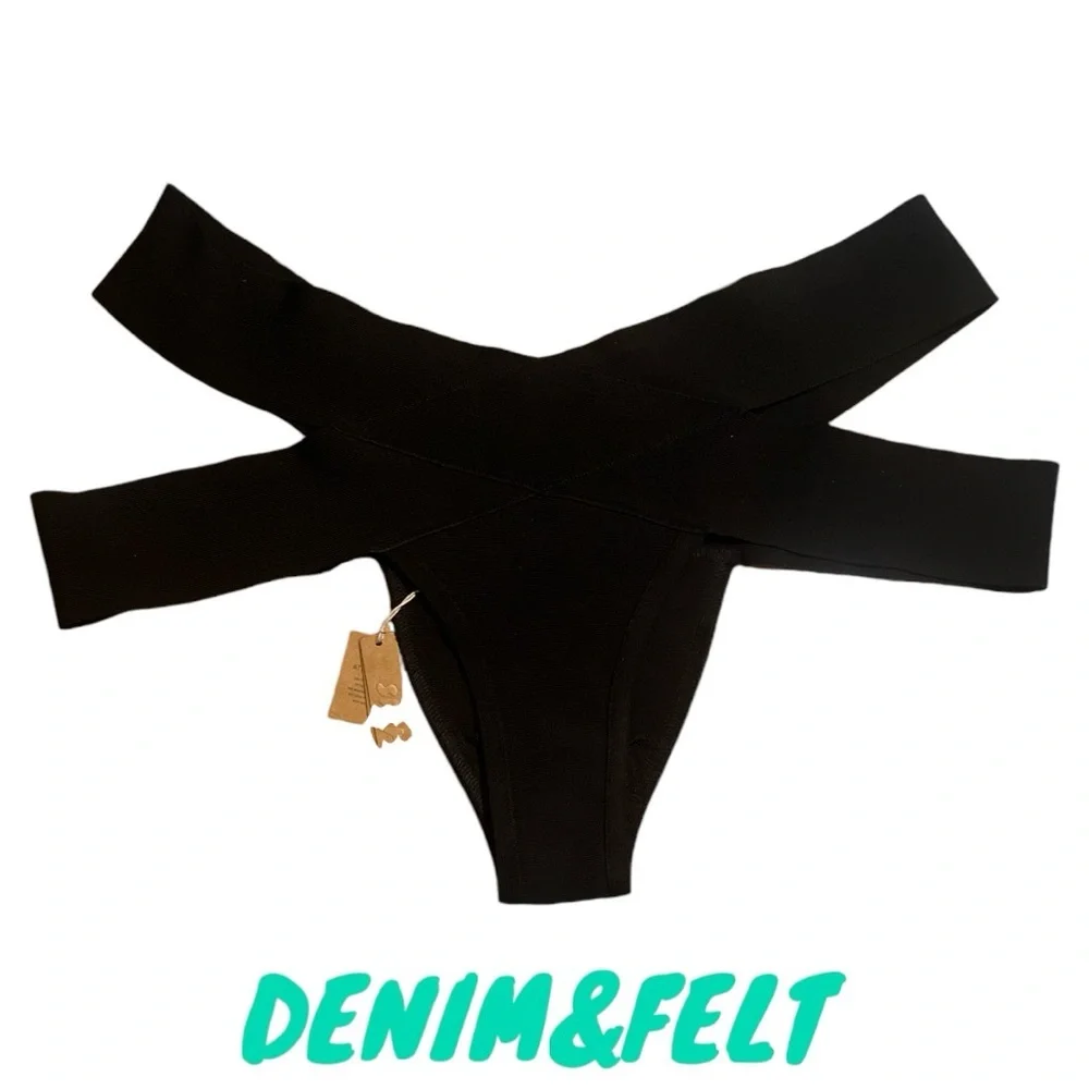 SKIMS KNIT SWIM STRAPPY BIKINI BOTTOM | COLOR: ONYX | NEW/NWT!!☀️🌊👙☀️